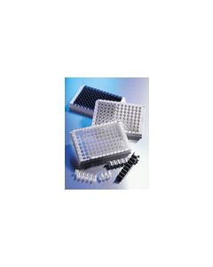 Microplate, 96 Well Stripwell™, 8 Well Strips, Polystyrene, Clear, Flat Bottom, TC-Treated, with Lid, Sterile, Individually Packaged