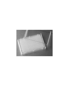Microplate, 384 Well, Polystyrene, Clear, Flat Bottom, Square Wells, Not Treated, with Lid, Sterile, Bulk