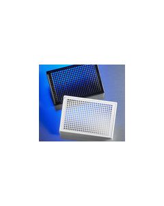 Microplate, 384 Well, Polystyrene, White/Clear Flat Bottom, Square Wells, TC-Treated, with Lid, Sterile, Bulk