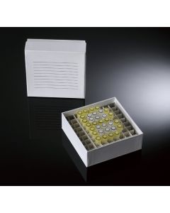 Karton Cryo-Box, 136x136x50mm,weiß, 81 Pos., Raster & Deckel