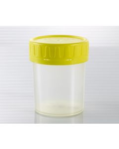 Urinbecher 100 ml, gelber Deckel, mit Ri lose verpackt, steril